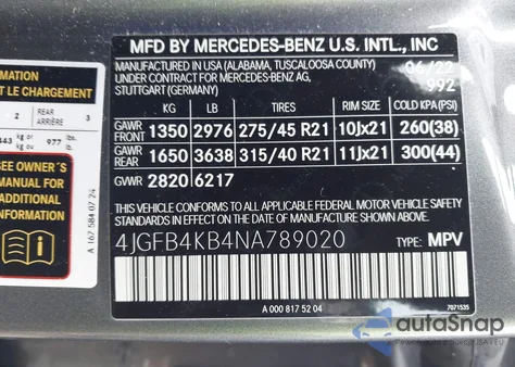 2022 Mercedes-Benz Gle 350 4Matic z USA, uszkodzony, nr VIN 4JGFB4KB4NA789020